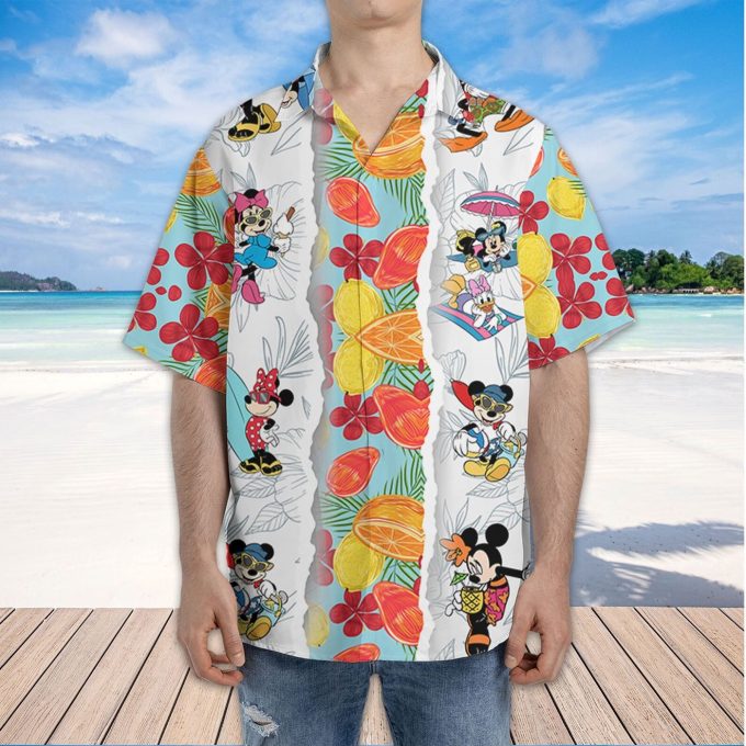 Stylish DN20 Disney Summer Hawaiian Shirt Mickey Minnie Torn Design