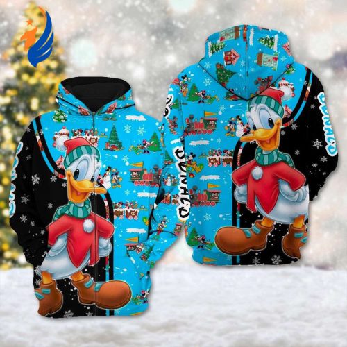 Cartoon Christmas Hoodie & Shirt: Donald Duck 3D Mickey Mouse Friends Holiday Sweatshirt – All Over Print