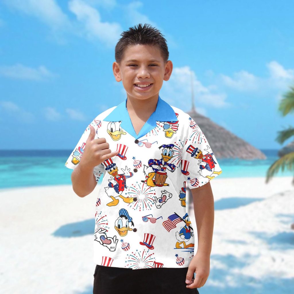 4th July Hawaiian Shirt: Donald Duck & Mickey Mouse Squad Family Matching Button Up for Independence Day 4th July Hawaiian Shirt: Donald Duck & Mickey Mouse Squad Family Matching Button Up for Independence Day