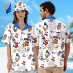 4th July Hawaiian Shirt: Donald Duck & Mickey Mouse Squad Family Matching Button Up for Independence Day
