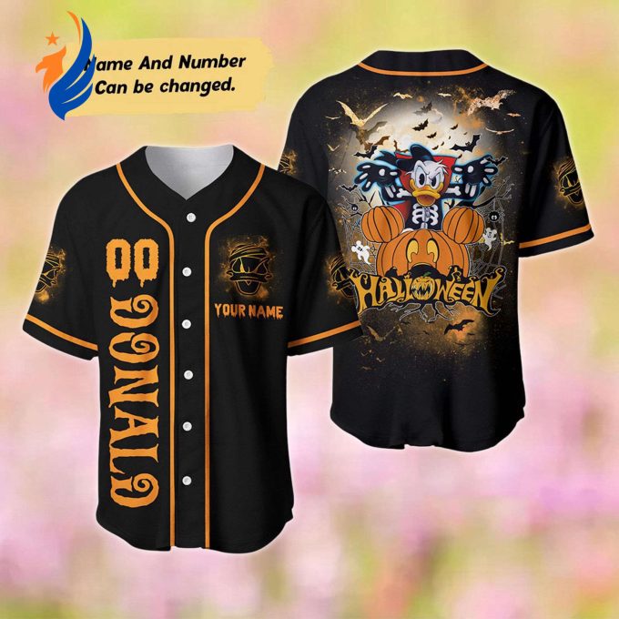 Custom Donald Scare Halloween Baseball Jersey – Personalized Mickey Mouse Shirt Perfect Donald Gift