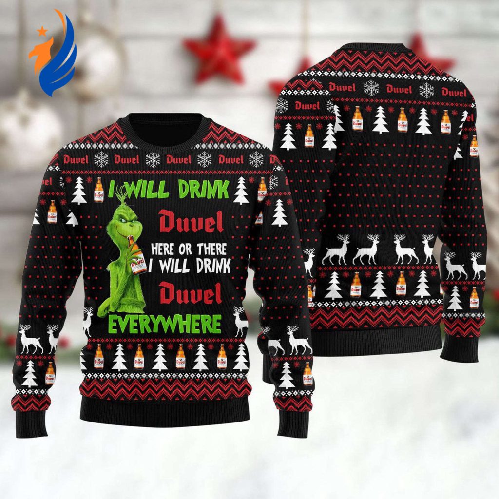 Get Festive with Duvel Grinch Will Drink Everywhere Ugly Sweater – Stylish Holiday Attire for All! Get Festive with Duvel Grinch Will Drink Everywhere Ugly Sweater – Stylish Holiday Attire for All!
