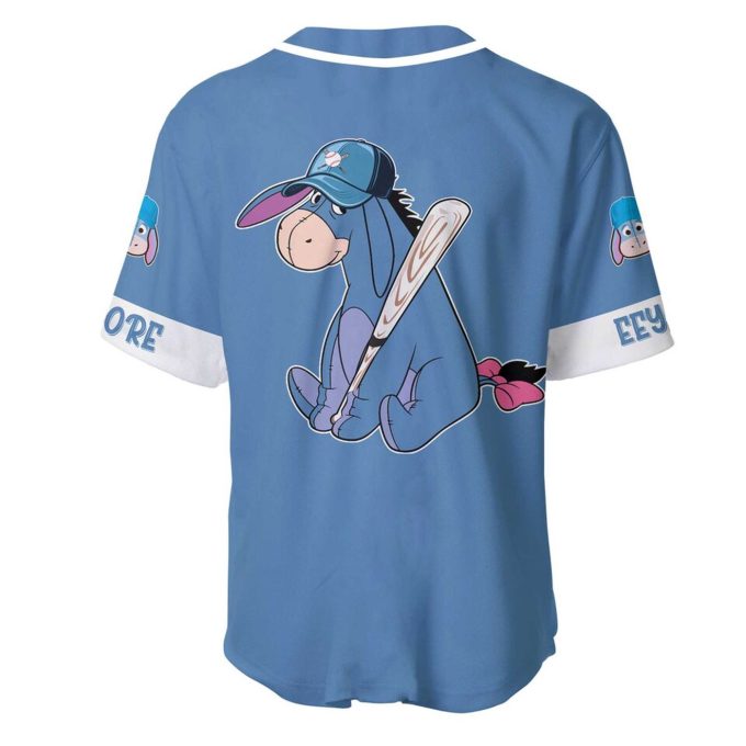Eeyore Donkey Winnie Pooh Blue White Disney Unisex G Baseball Jersey Custom Cartoon Per