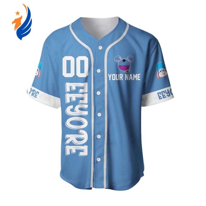 Eeyore Donkey Winnie Pooh Blue White Disney Unisex G Baseball Jersey Custom Cartoon Per