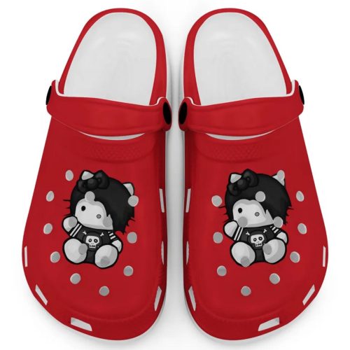 Emo Hello Kitty Grunge Sanrio Red Clogs For Kids And Adults Fast Shipping