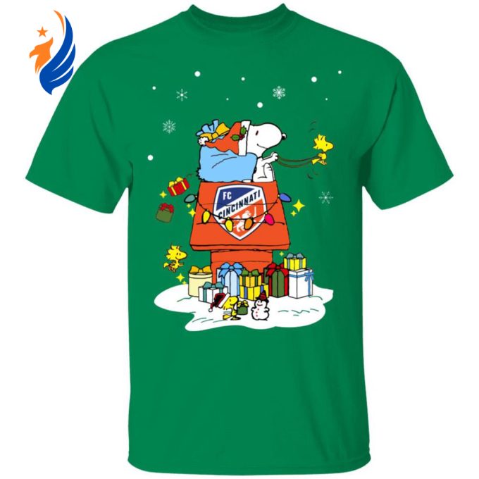Spread Joy with FC Cincinnati Santa Snoopy Christmas Shirt – Limited Edition