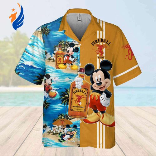 Fun and Stylish Fireball Mickey Mouse Hawaiian Shirt – Perfect for Tropical Vibes!