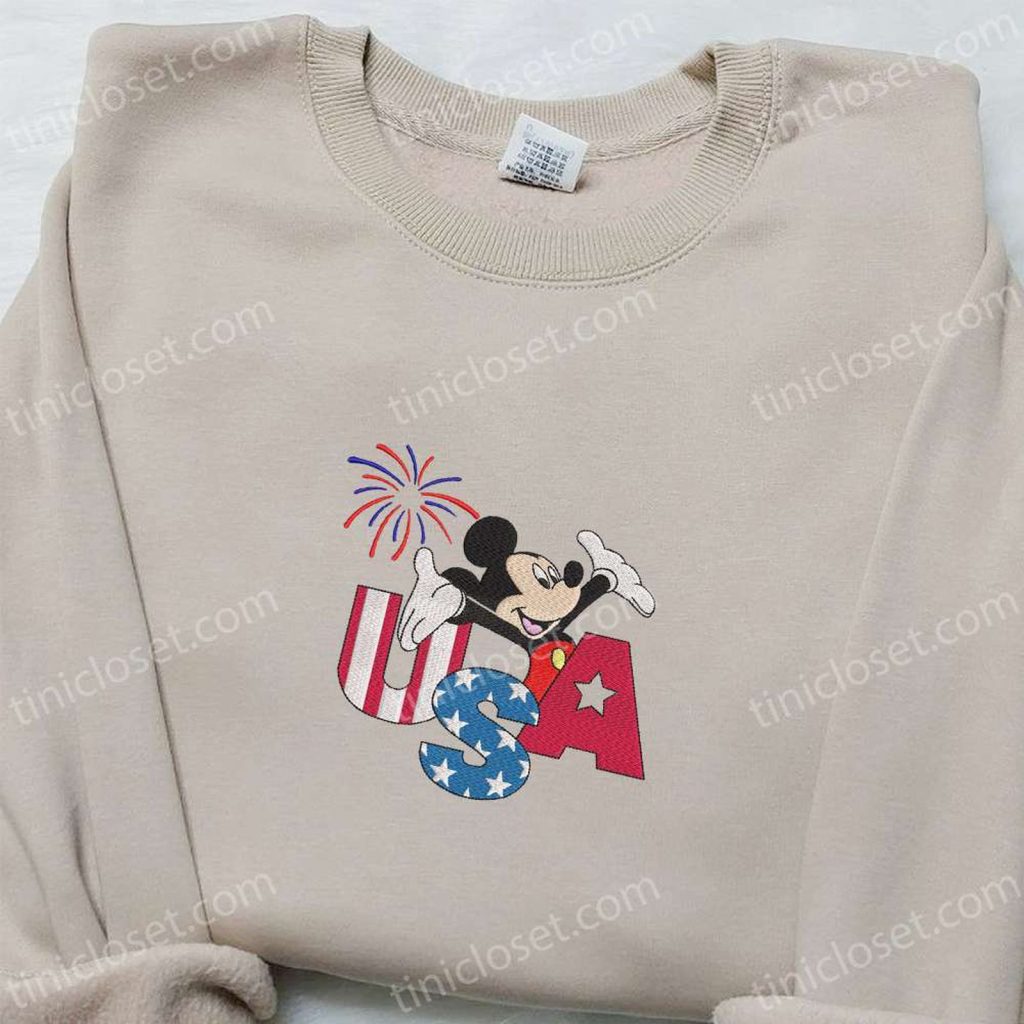 Firework USA Mickey Mouse Shirt: Disney Embroidered Patriotic Shirts Firework USA Mickey Mouse Shirt: Disney Embroidered Patriotic Shirts