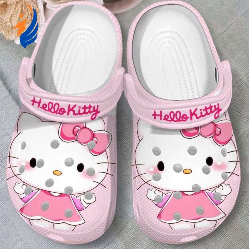 Gymer Hello Kitty Power Ice Blue Clogs For Kids And Adults Funny Clogs Hello Kitty Pink Clogs For Kids And Adults