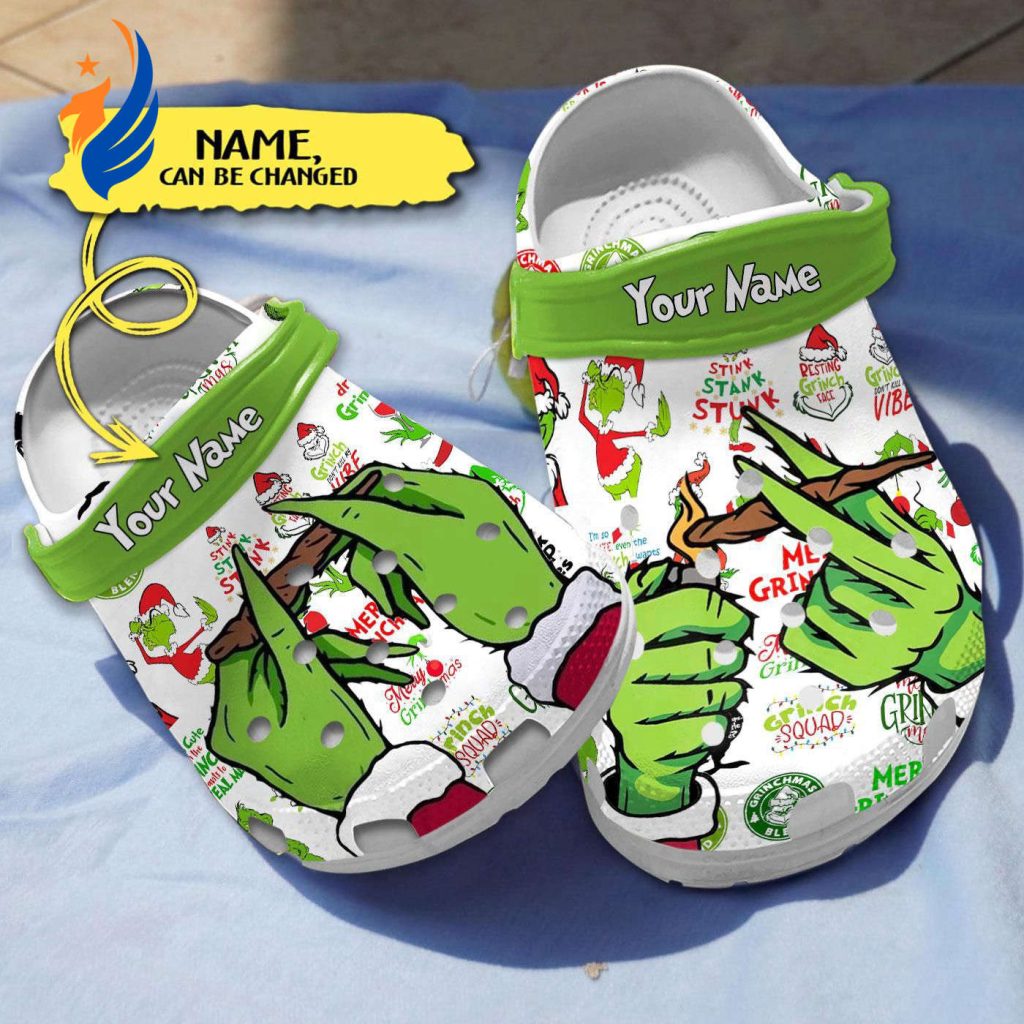 Funny Grinch Weed Christmas Lightweight Sandals White Clogs Funny Grinch Weed Christmas Lightweight Sandals White Clogs