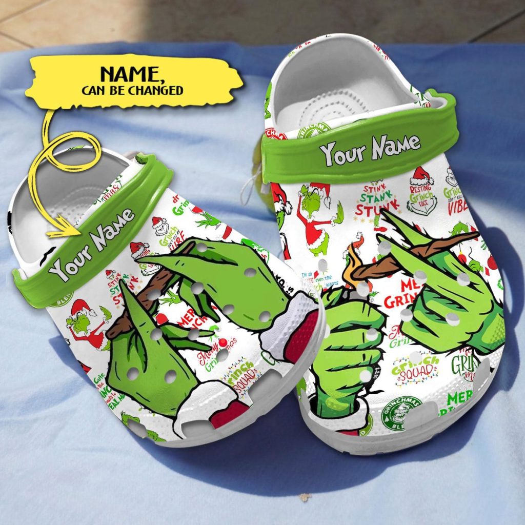 Funny Grinch Weed Christmas Lightweight Sandals White Clogs Funny Grinch Weed Christmas Lightweight Sandals White Clogs