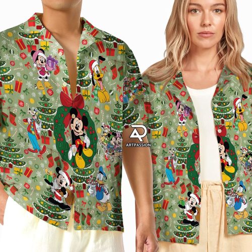 Funny Mickey Christmas Hawaiian Shirt: Festive Christmas Tree Hawaii Shirt – Perfect for Holiday Parties!
