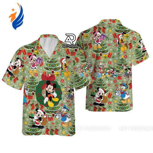 Funny Mickey Christmas Hawaiian Shirt: Festive Christmas Tree Hawaii Shirt – Perfect for Holiday Parties!