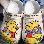 Funny Winnie The Pooh With Flower And Honey Light Pink Clogs For Kids And Adutls Funny Winnie The Pooh With Flower And Honey Light Pink Clogs For Kids And Adutls
