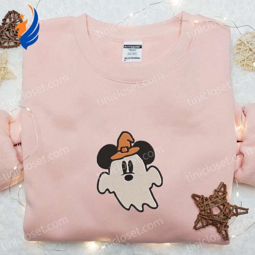 Spooky Ghost Mickey Mouse Embroidered Sweatshirt – Best Disney Characters Hoodie for Halloween Gift Ideas
