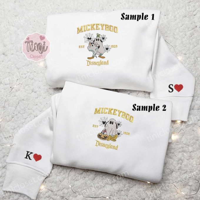 Spooktacular Goofy and Pluto Mickeyboo Ghost Halloween Embroidered Couples Shirts