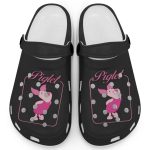 Graceful Piglet Winnie The Pooh Black Clogs For Kids And Adults Fast Shipping Graceful Piglet Winnie The Pooh Black Clogs For Kids And Adults Fast Shipping