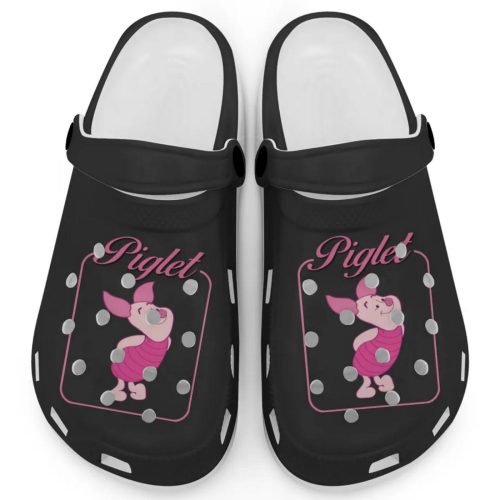 Graceful Piglet Winnie The Pooh Black Clogs For Kids And Adults Fast Shipping