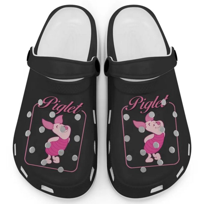Graceful Piglet Winnie The Pooh Black Clogs For Kids And Adults Fast Shipping