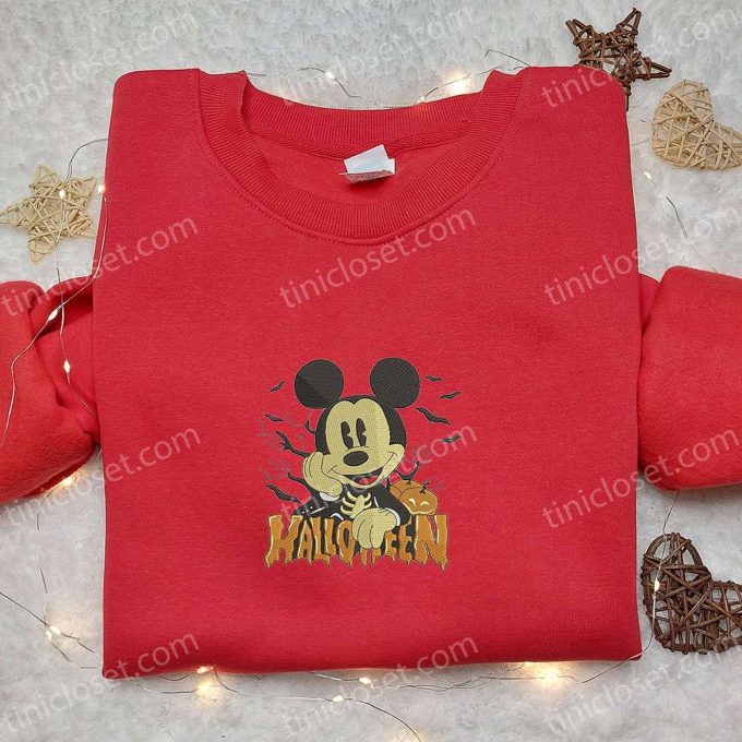 Halloween Mickey Embroidered Hoodie Disney Sweatshirt Adorable Halloween Shirt