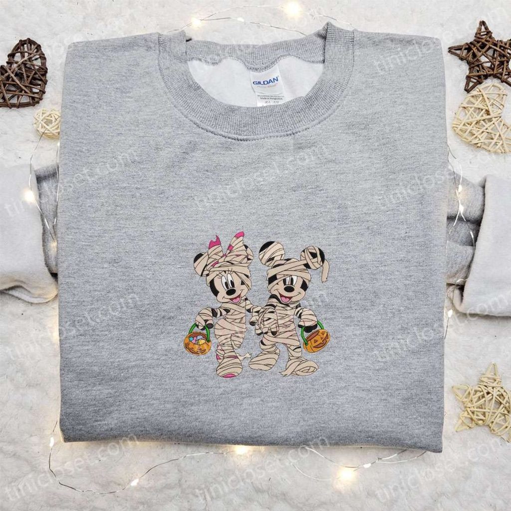 Halloween Mickey Minnie Mummy Embroidered Shirt – Best Disney Gifts for Family Halloween Mickey Minnie Mummy Embroidered Shirt – Best Disney Gifts for Family