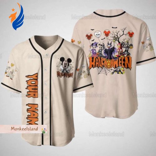 Halloween Mickey Mouse Baseball Jersey – Custom Disneyland Shirt with Mickey Pumpkin Design