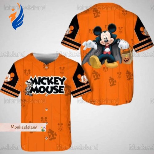 Halloween Mickey Mouse Baseball Jersey – Pumpkin Skeleton Magic Kingdom Shirt Spooktacular Halloween Jersey