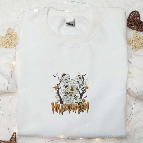 Halloween Mickey Mummy Embroidered Shirt: Disney s Best Family Gift for Spooky Season!