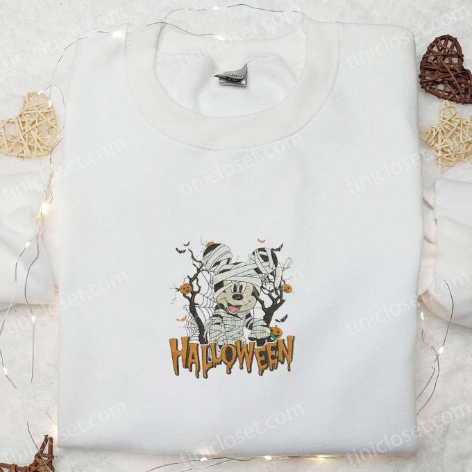 Halloween Mickey Mummy Embroidered Shirt: Disney s Best Family Gift for Spooky Season!