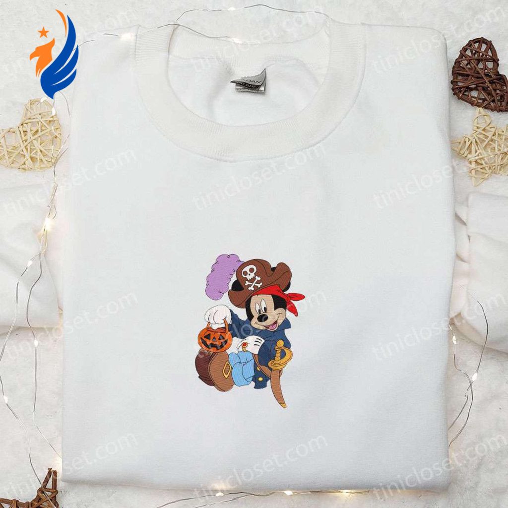 Spooky Halloween Pirate Mickey Shirt with Pumpkin Lantern – Disney Embroidered Adorable & Fun Spooky Halloween Pirate Mickey Shirt with Pumpkin Lantern – Disney Embroidered Adorable & Fun