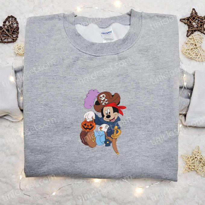 Spooky Halloween Pirate Mickey Shirt with Pumpkin Lantern – Disney Embroidered Adorable & Fun