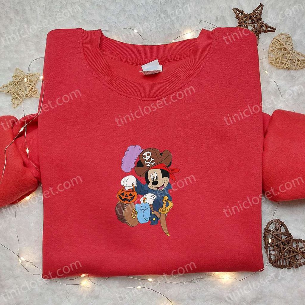 Spooky Halloween Pirate Mickey Shirt with Pumpkin Lantern – Disney Embroidered Adorable & Fun Spooky Halloween Pirate Mickey Shirt with Pumpkin Lantern – Disney Embroidered Adorable & Fun