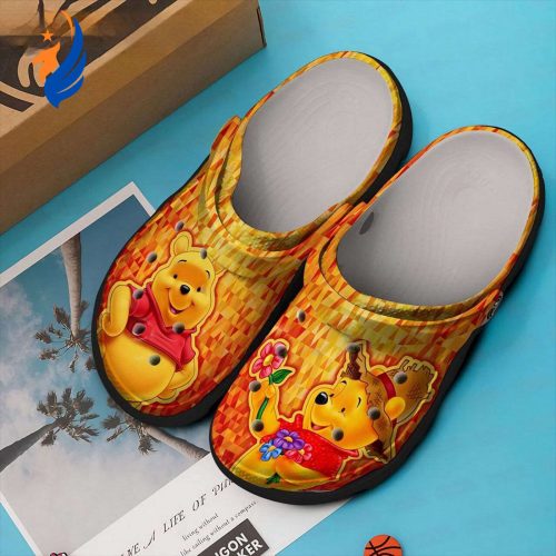 Happiness Winnie The Pooh Love Flower  Orange Pattern Clogs For Kids And Adutls