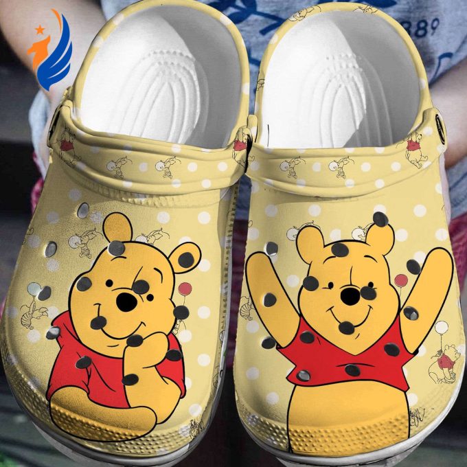 Happy Dream Winnie The Pooh Beige With Polka Dots Clogs For Kids And Adutls Happy Dream Winnie The Pooh Beige With Polka Dots Clogs For Kids And Adutls