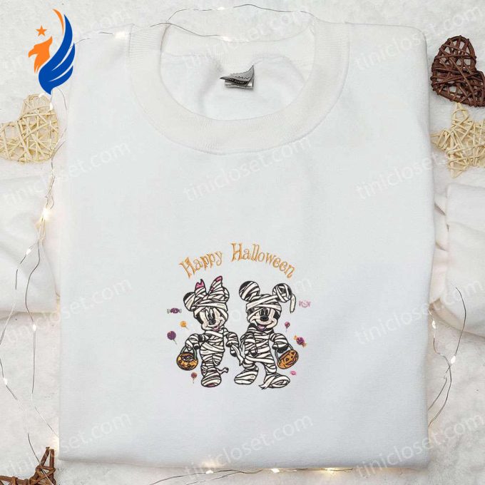 Halloween Embroidered Shirt: Happy Mickey Minnie Mummy Best Disney Gift for Family Halloween Embroidered Shirt: Happy Mickey Minnie Mummy Best Disney Gift for Family