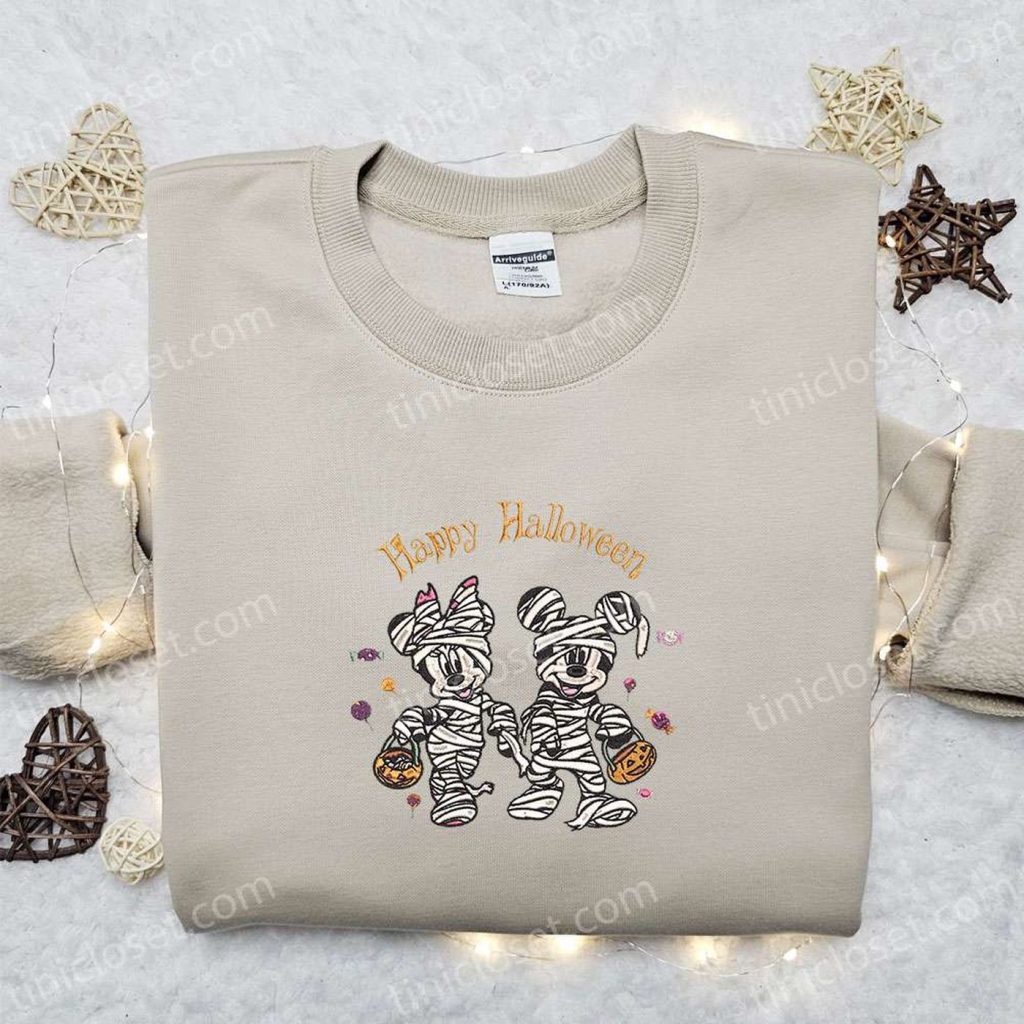 Halloween Embroidered Shirt: Happy Mickey Minnie Mummy Best Disney Gift for Family Halloween Embroidered Shirt: Happy Mickey Minnie Mummy Best Disney Gift for Family