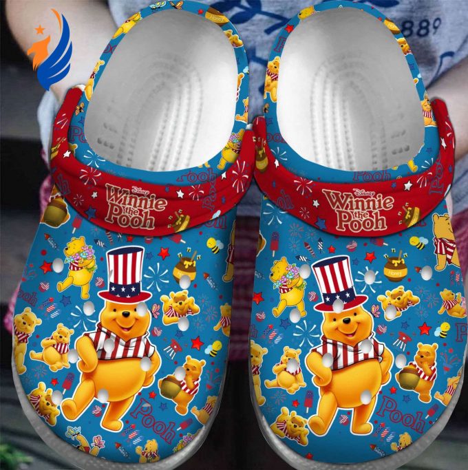 Happy USA Winnie The Pooh Blue And Red Clogs For Kids And Adutls Happy USA Winnie The Pooh Blue And Red Clogs For Kids And Adutls