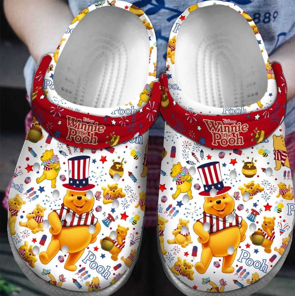 Happy USA Winnie The Pooh White And Red Clogs For Kids And Adutls Happy USA Winnie The Pooh White And Red Clogs For Kids And Adutls