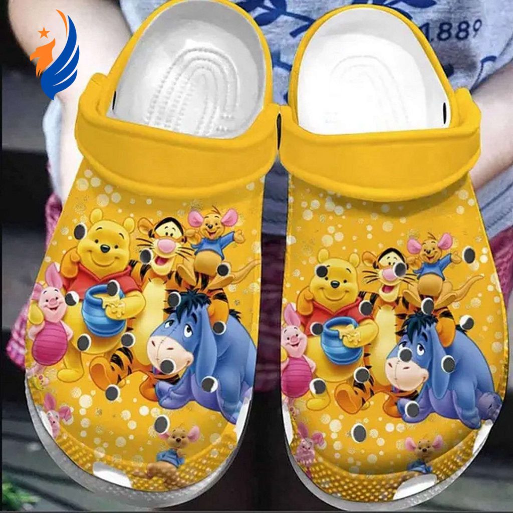 Happy Winnie The Pooh And Friends Orange And Polka Dots Clogs For Kids And Adutls Happy Winnie The Pooh And Friends Orange And Polka Dots Clogs For Kids And Adutls