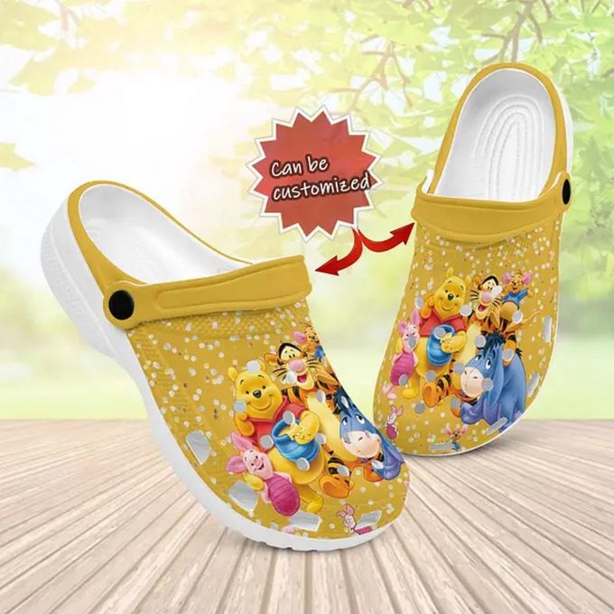 Happy Winnie The Pooh And Friends Orange And Polka Dots Clogs For Kids And Adutls