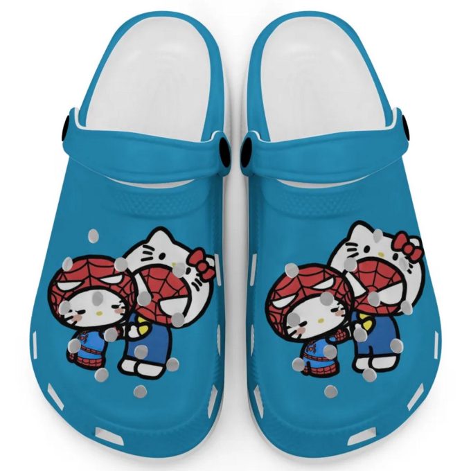 Hello Kitty And My Melody Cosplay Spiderman Blue Clogs For Kids And Adults Fast Shipping