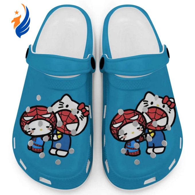 Hello Kitty And My Melody Cosplay Spiderman Blue Clogs For Kids And Adults Fast Shipping