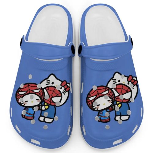 Hello Kitty And My Melody Cosplay Spiderman Light Blue Clogs For Kids And Adults Fast Shipping