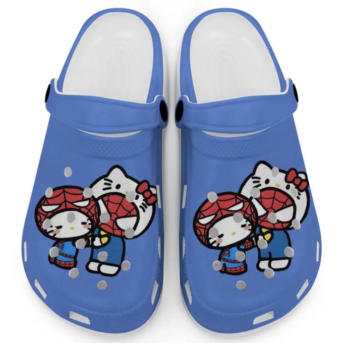 Hello Kitty And My Melody Cosplay Spiderman Light Blue Clogs For Kids And Adults Fast Shipping
