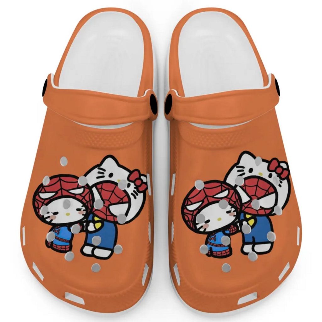 Hello Kitty And My Melody Cosplay Spiderman Orange Clogs For Kids And Adults Hello Kitty And My Melody Cosplay Spiderman Orange Clogs For Kids And Adults