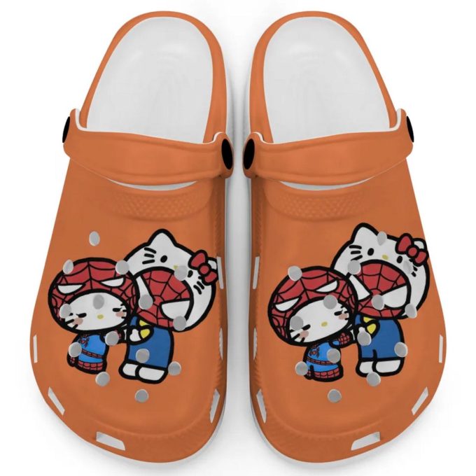 Hello Kitty And My Melody Cosplay Spiderman Orange Clogs For Kids And Adults