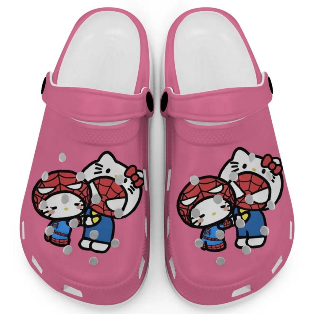 Hello Kitty And My Melody Cosplay Spiderman Pink Clogs For Kids And Adults Hello Kitty And My Melody Cosplay Spiderman Pink Clogs For Kids And Adults