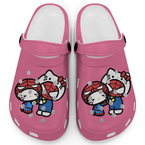 Hello Kitty And My Melody Cosplay Spiderman Pink Clogs For Kids And Adults