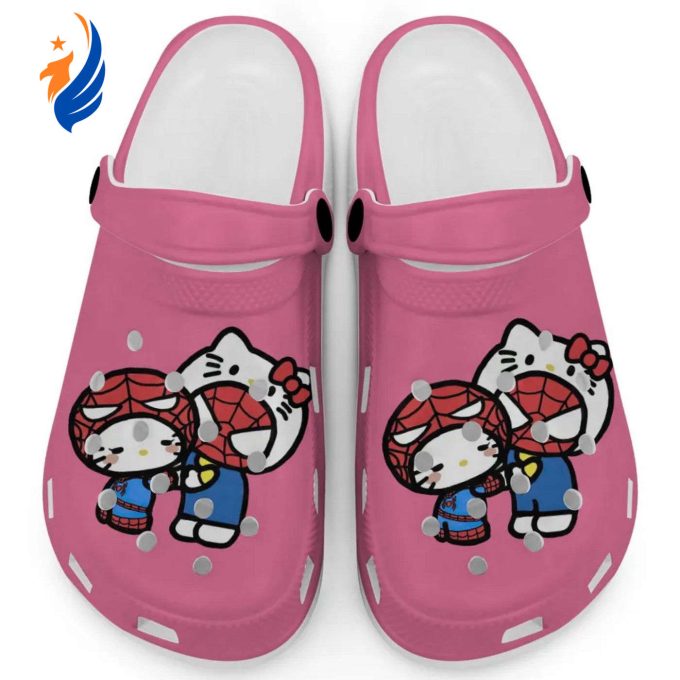 Hello Kitty And My Melody Cosplay Spiderman Pink Clogs For Kids And Adults Hello Kitty And My Melody Cosplay Spiderman Pink Clogs For Kids And Adults