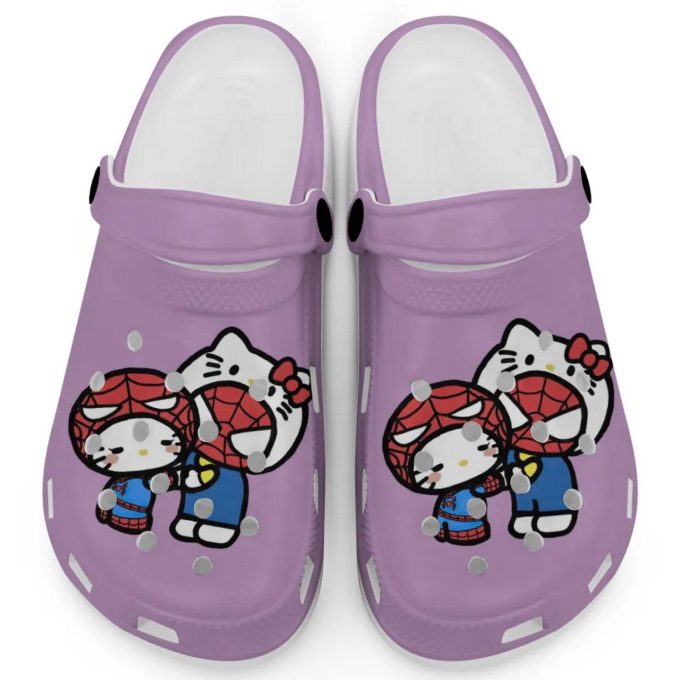 Hello Kitty And My Melody Cosplay Spiderman Purple Clogs For Kids And Adults
